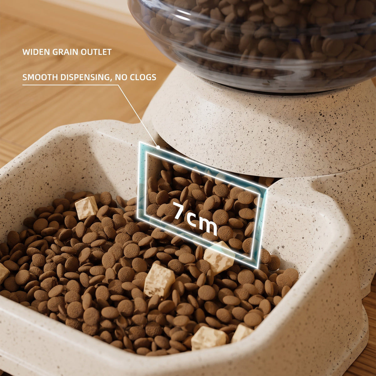 Furdew Automatic Pet Feeder and Water Dispenser Double Bowl Wide Food Outlet Beige