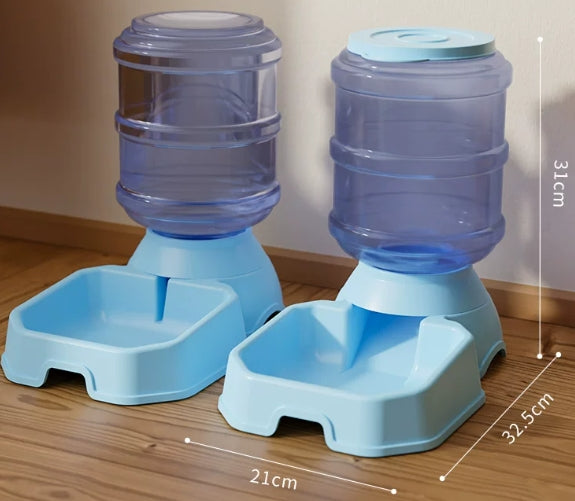 Furdew Automatic Pet Feeder and Water Dispenser Double Bowl Wide Food Outlet Beige