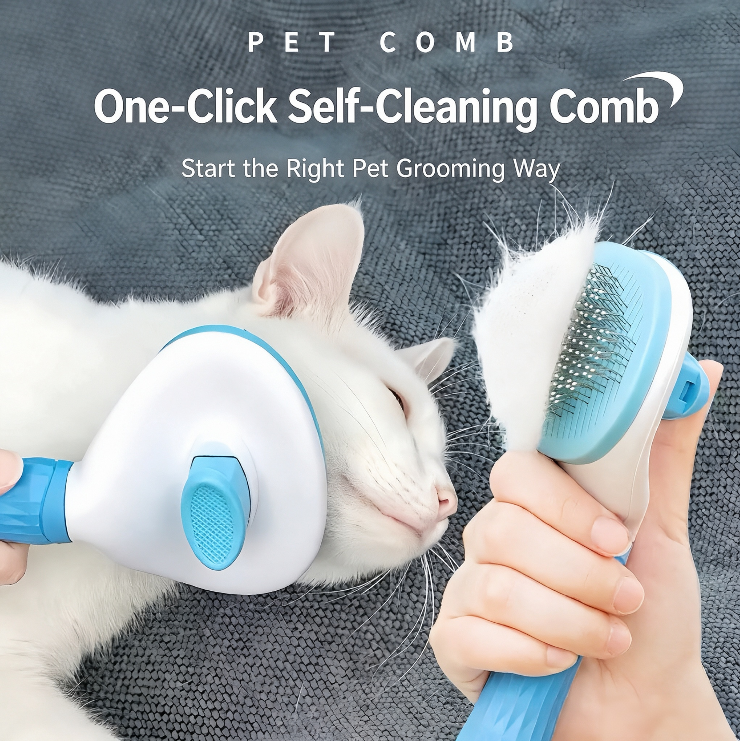 Furdew Self-Cleaning Deshedding Brush for Dogs & Cats | One-Click Fur Release