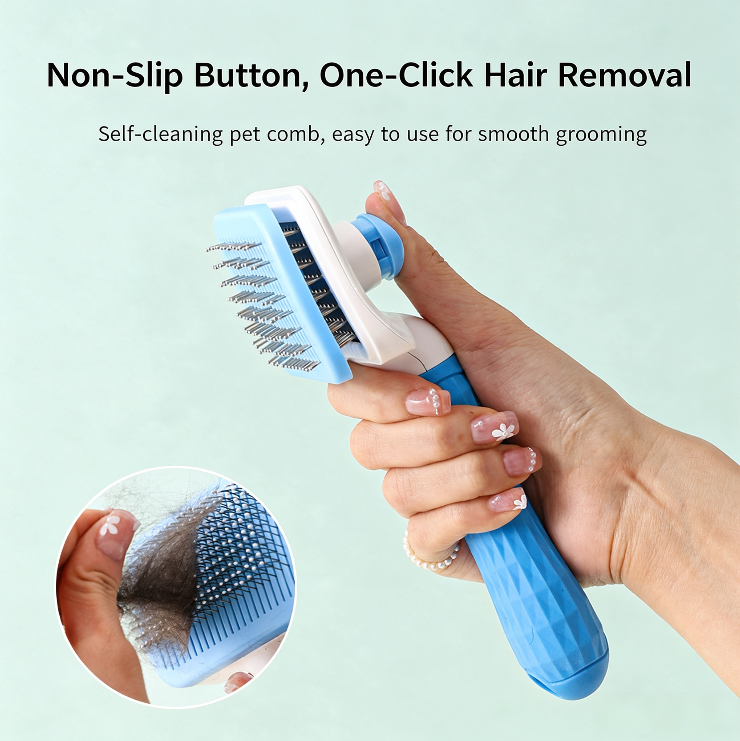 Furdew Self-Cleaning Deshedding Brush for Dogs & Cats | One-Click Fur Release