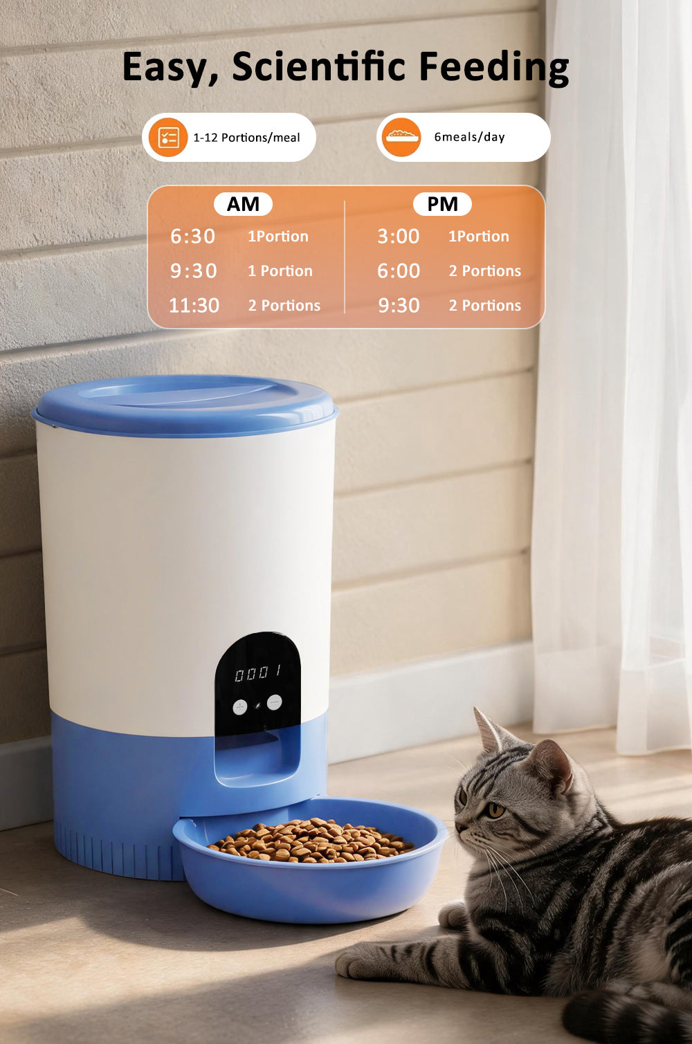 Furdew Smart Feeder | 3L WiFi Automatic Pet Feeder with App Control, Up to 6 Meals a Day