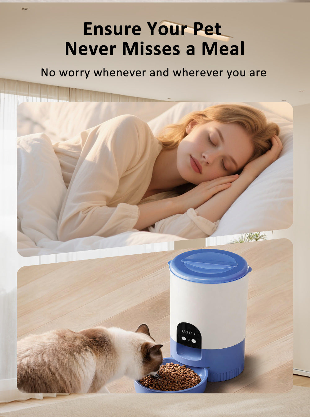 Furdew Smart Feeder | 3L WiFi Automatic Pet Feeder with App Control, Up to 6 Meals a Day